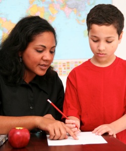 teacher tutoring student